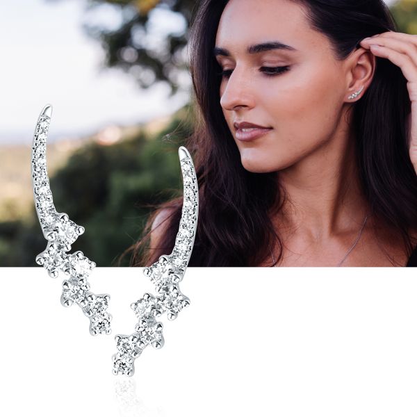 14k White Gold Diamond Earrings - Image 2