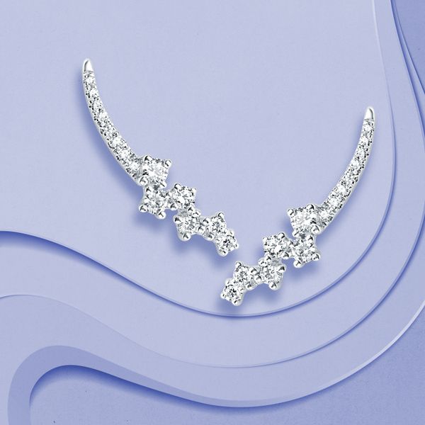 14k White Gold Diamond Earrings - Image 3