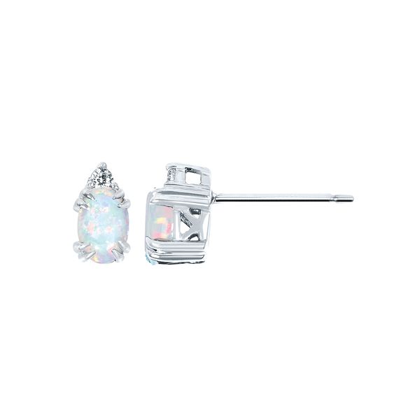 10k White Gold Gemstone Earrings - Image 2