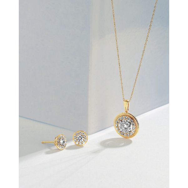 14k Yellow Gold Diamond Earrings - Image 2