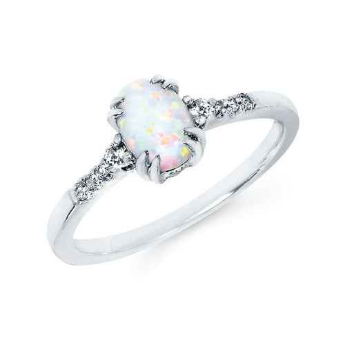 10k White Gold Gemstone Ring