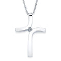 14k White Gold Diamond Cross