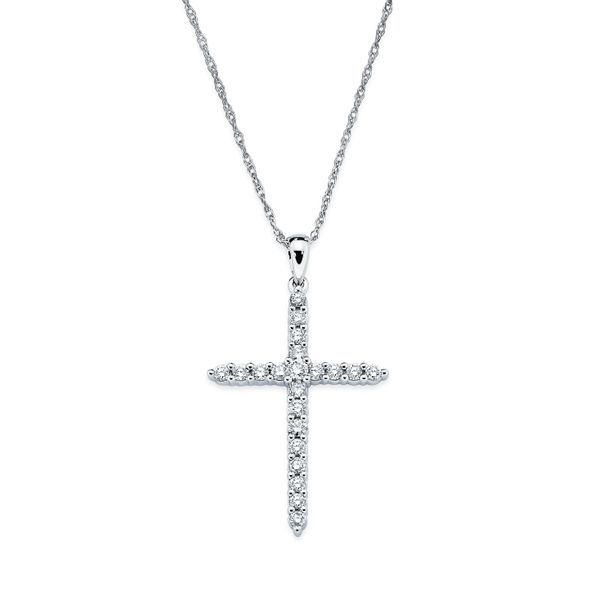 14k White Gold Diamond Cross