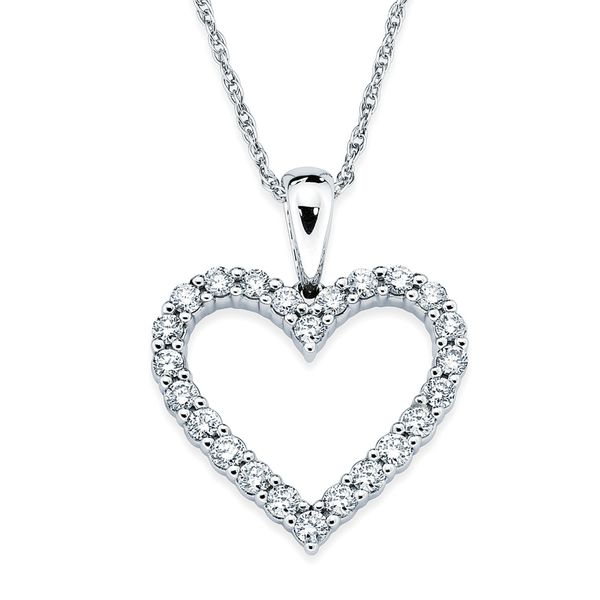 14k White Gold Heart Pendant