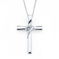 14k White Gold Diamond Cross