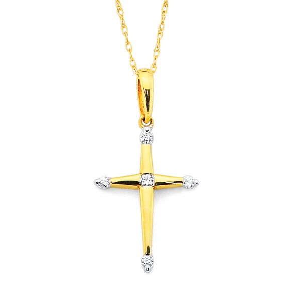 14k Yellow Gold Diamond Cross