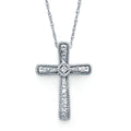 14k White Gold Diamond Cross