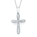 14k White Gold Diamond Cross