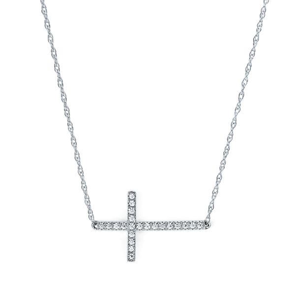 14k White Gold Diamond Cross