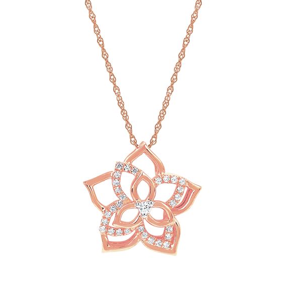 14k Rose Gold Diamond Pendant