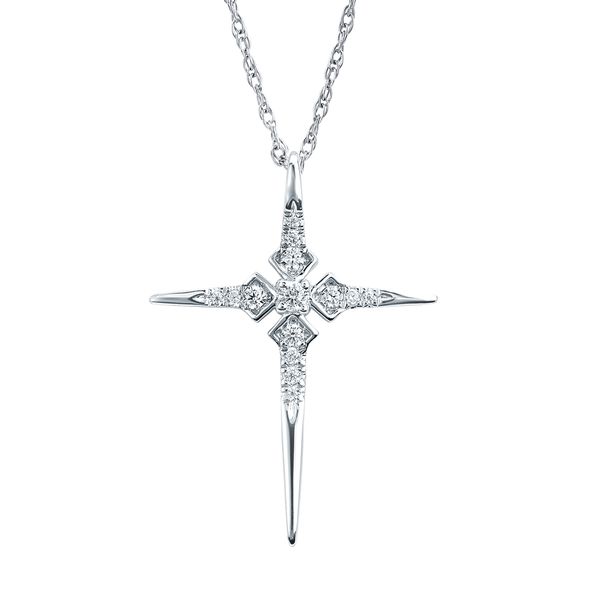 14k White Gold Diamond Cross
