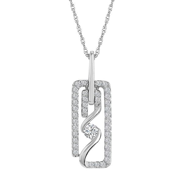 14k White Gold Diamond Pendant