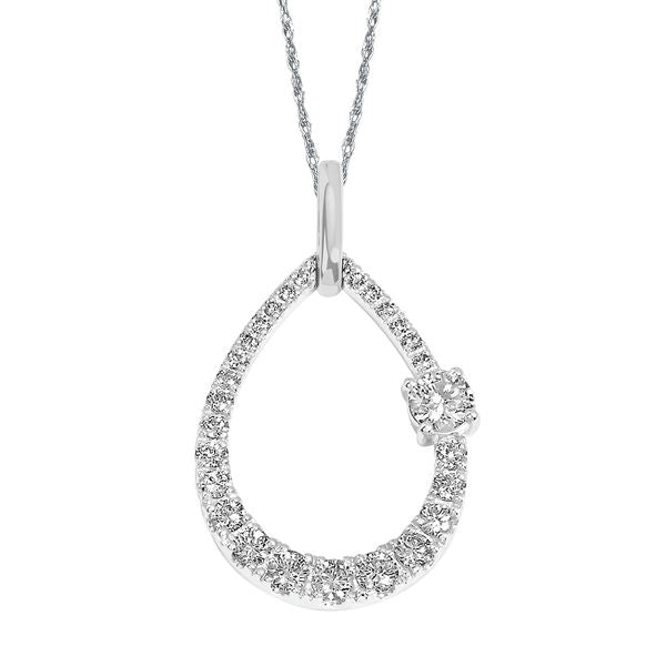 14k White Gold Diamond Pendant
