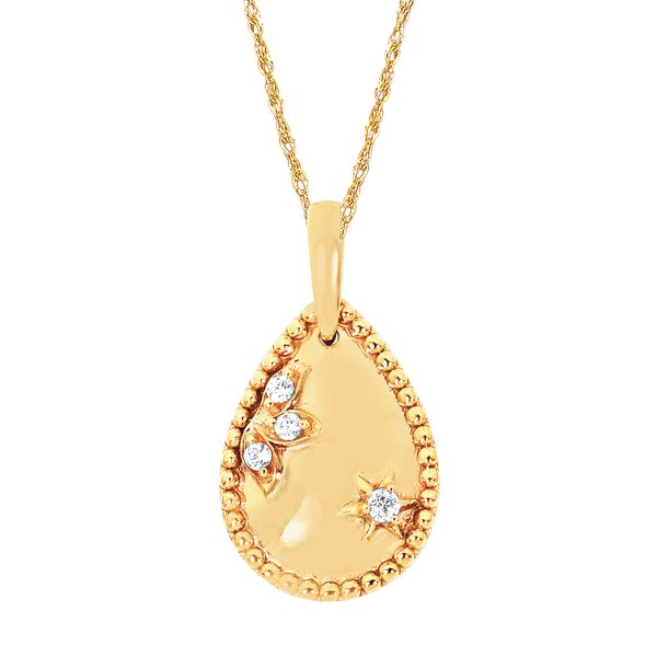 14k Yellow Gold Diamond Pendant