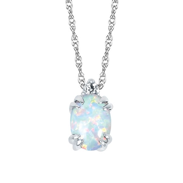 10k White Gold Gemstone Pendant
