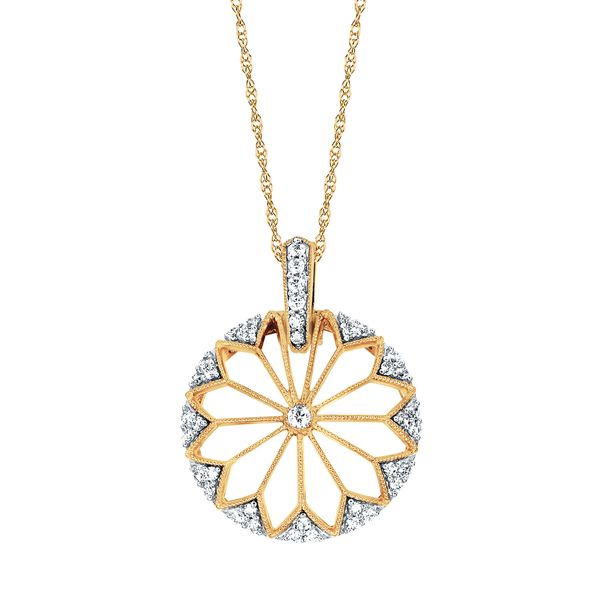 14k Yellow Gold Diamond Pendant