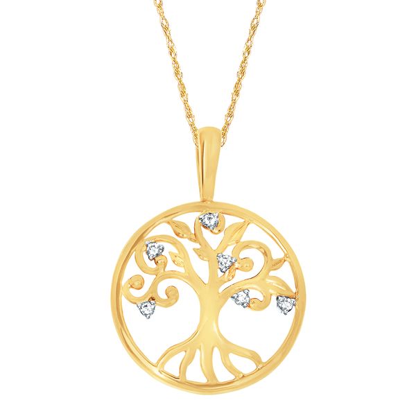 14k Yellow Gold Diamond Pendant