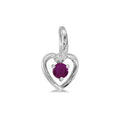 10k White Gold Round Ruby And Diamond Heart Pendant
