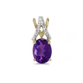 14k Yellow Gold Oval Amethyst And Diamond Pendanta
