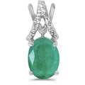 14k White Gold Oval White Topaz And Diamond Pendant