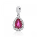 14k White Gold Ruby and Diamond Teardrop Pendant