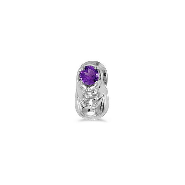 10k White Gold Round Amethyst Baby Bootie Pendant