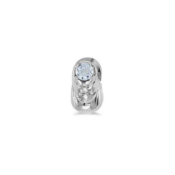 10k White Gold Round Aquamarine Baby Bootie Pendant