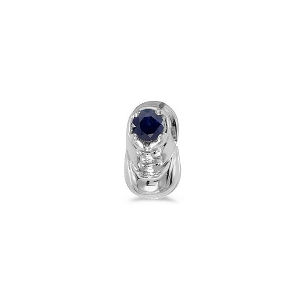 10k White Gold Round Sapphire Baby Bootie Pendant