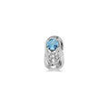 10k White Gold Round Blue Topaz Baby Bootie Pendant