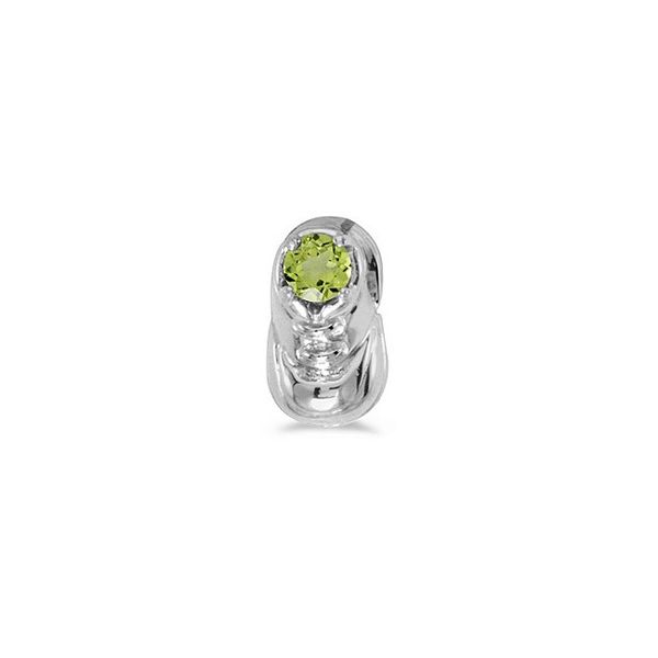 14k White Gold Round Peridot Baby Bootie Pendant