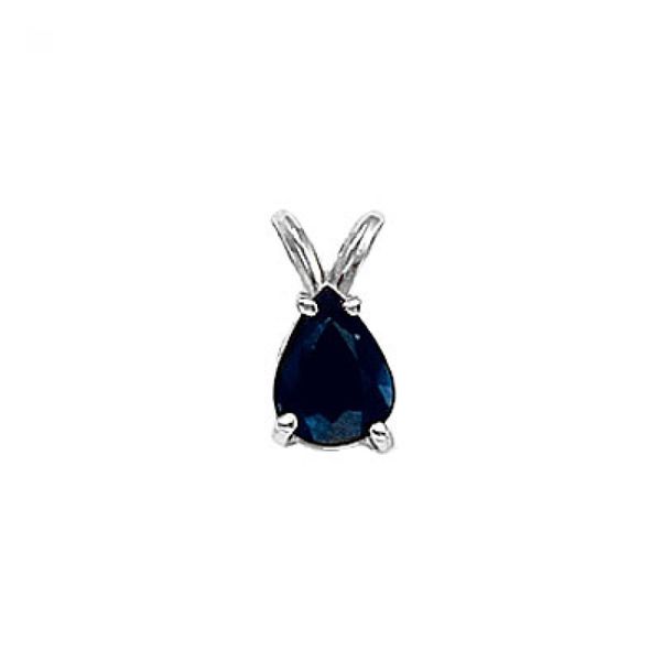 14K White Gold Pear Sapphire Pendant