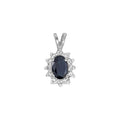 10k White Gold Oval Sapphire And Diamond Pendant