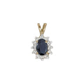 14k Yellow Gold Oval Sapphire And Diamond Pendant