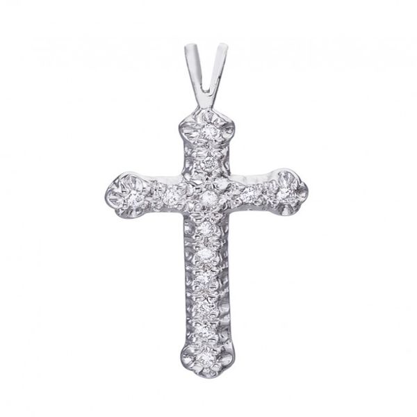 14k White Gold Diamond Cross