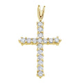 14K Yellow Gold Straight 0.56 Ct Diamond Cross Pendant