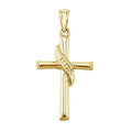 14K Yellow Gold Swirl Cross Pendant