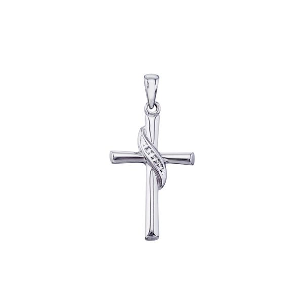 14K White Gold Swirl Cross Pendant