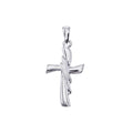 14K White Gold Modern Cross Pendant