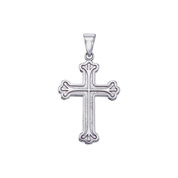 14K White Gold Large Cross Pendant
