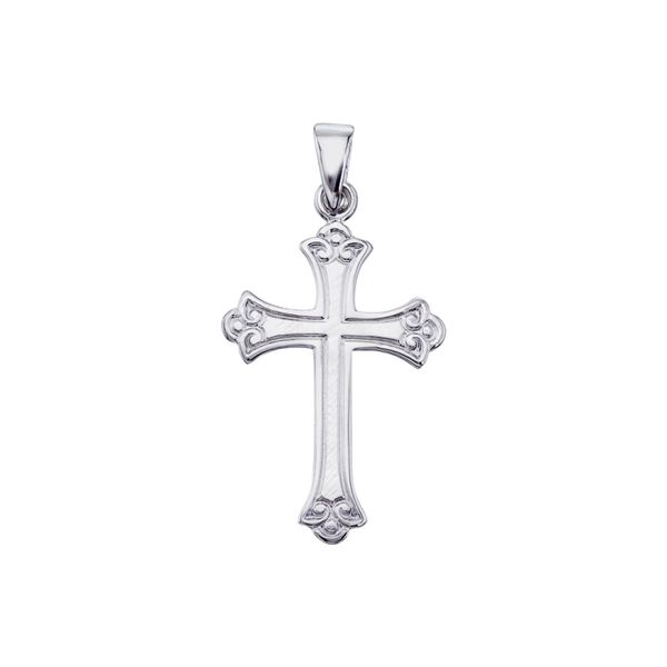 14K White Gold Cross Pendant
