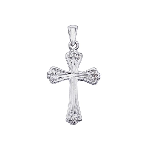 14K White Gold Cross Pendant
