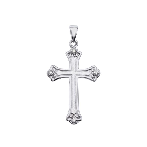14K White Gold Diamond Cross Pendant