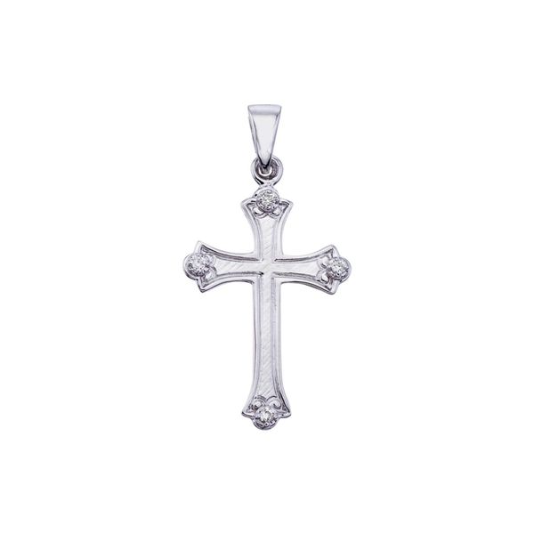 14K White Gold Diamond Cross Pendant