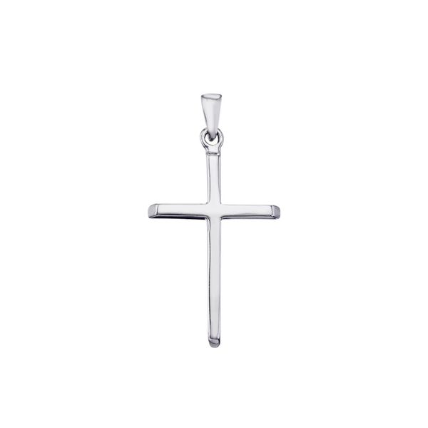 14K White Gold Plain Cross Pendant