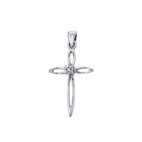 14K White Gold Diamond Cross Pendant