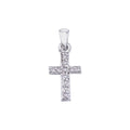 14K White Gold Small Diamond Cross Pendant