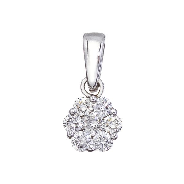14K White Gold .50 Ct Cluster Diamond Pendant