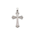 14K White Gold Flower Cross Pendant