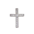 14K White Gold Medium Scroll Diamond Cross Pendant