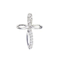 14K White Gold Small Swirl Diamond Cross Pendant